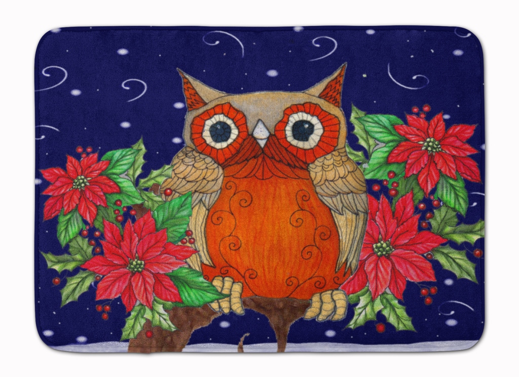 PJC1097RUG Whose Happy Holidays Owl Machine Washable Memory Foam Mat