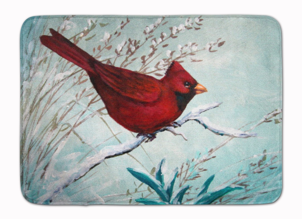 Cardinal Winter Red Bird Machine Washable Memory Foam Mat