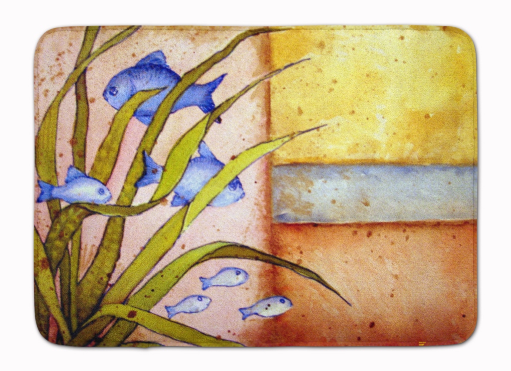 Message From The Sea Fishes Machine Washable Memory Foam Mat
