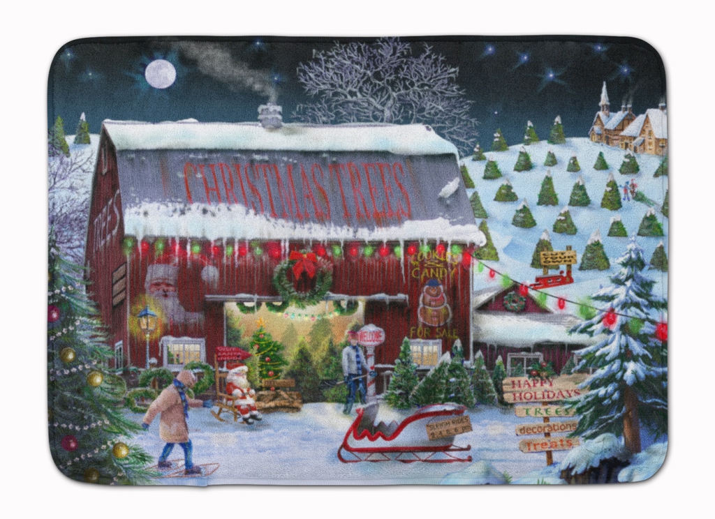 Christmas Tree Farm Machine Washable Memory Foam Mat