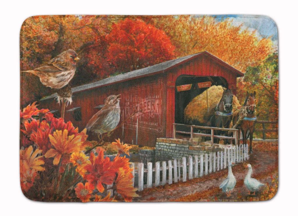 PTW2004RUG Fall Covered Bridge Machine Washable Memory Foam Mat