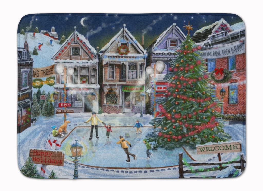 Christmas Family Skate Night Machine Washable Memory Foam Mat