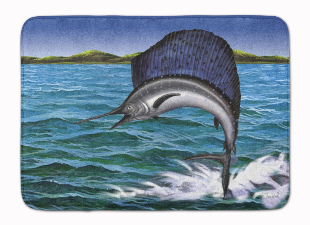 PTW2037RUG Blue Marlin Machine Washable Memory Foam Mat