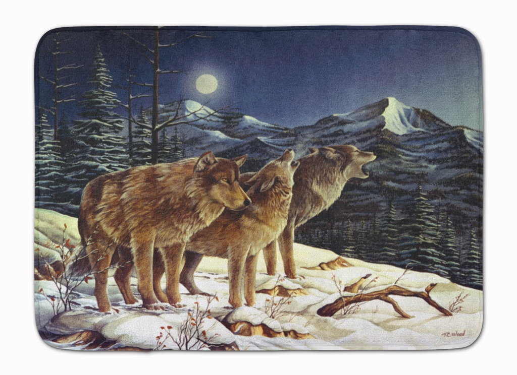 Wolf Wolves Crying at The Moon Machine Washable Memory Foam Mat