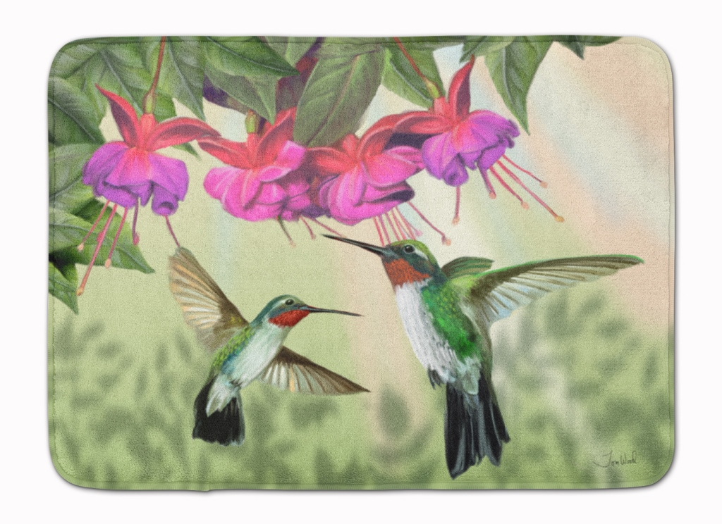 Fuchsia & Hummingbirds Machine Washable Memory Foam Mat
