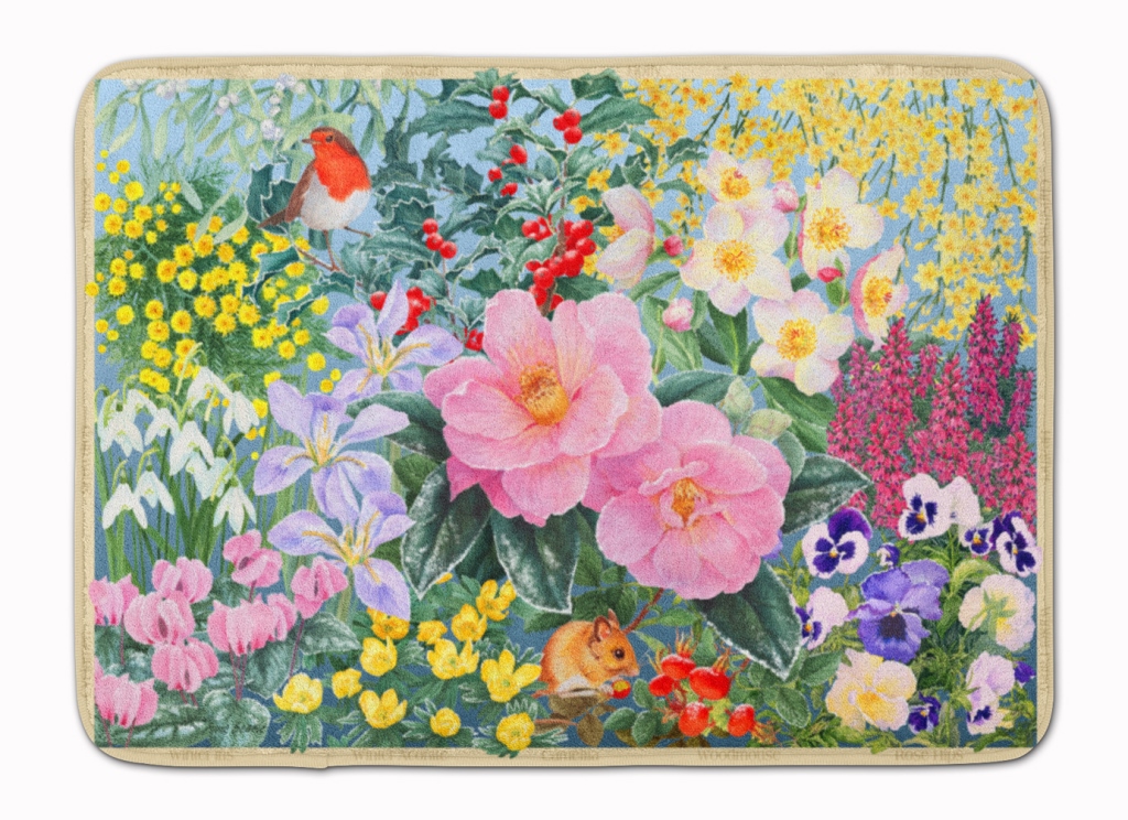 Winter Floral by Anne Searle Machine Washable Memory Foam Mat