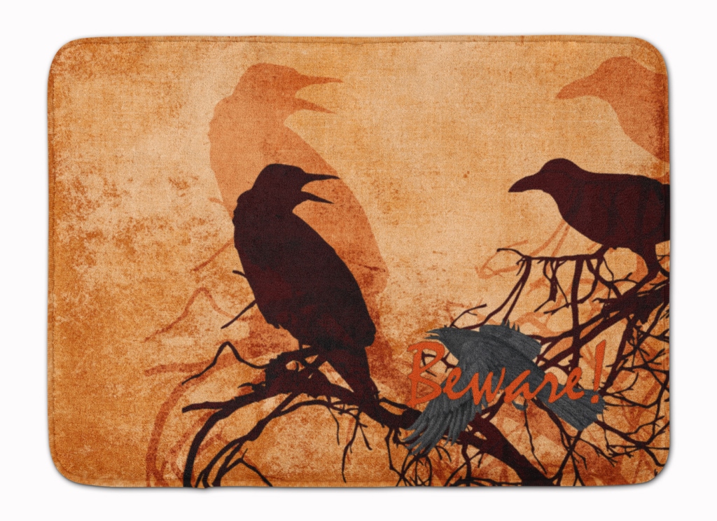 Beware of the Black Crows Halloween Machine Washable Memory Foam Mat