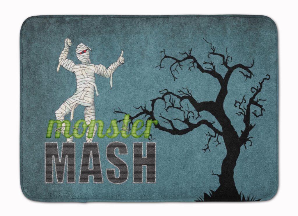 SB3019RUG Monster Mash with Mummy Halloween Machine Washable Memory Foam Mat