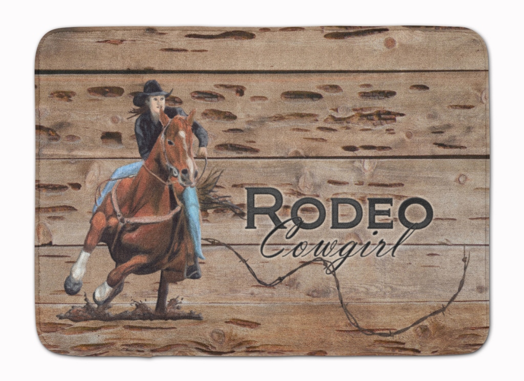 Rodeo Cowgirl Barrel Racer Machine Washable Memory Foam Mat