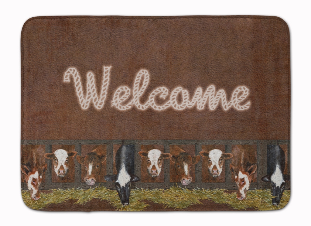 SB3058RUG Welcome Mat with Cows Machine Washable Memory Foam Mat