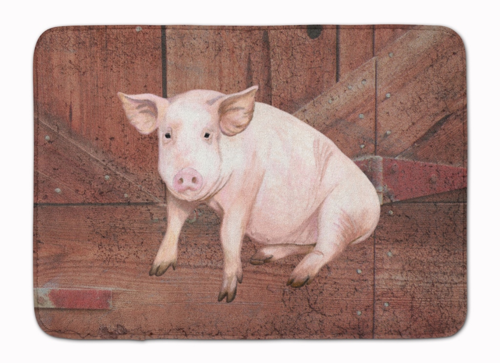 Pig at the Barn Door Machine Washable Memory Foam Mat