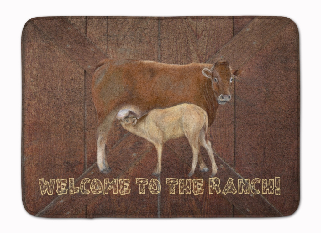 SB3084RUG Welcome to the Ranch with Cow & Baby Machine Washable Memory Foam Mat