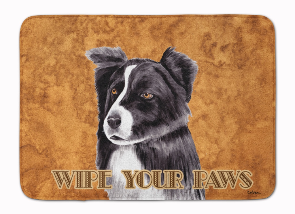 SC9138RUG Border Collie Wipe Your Paws Machine Washable Memory Foam Mat