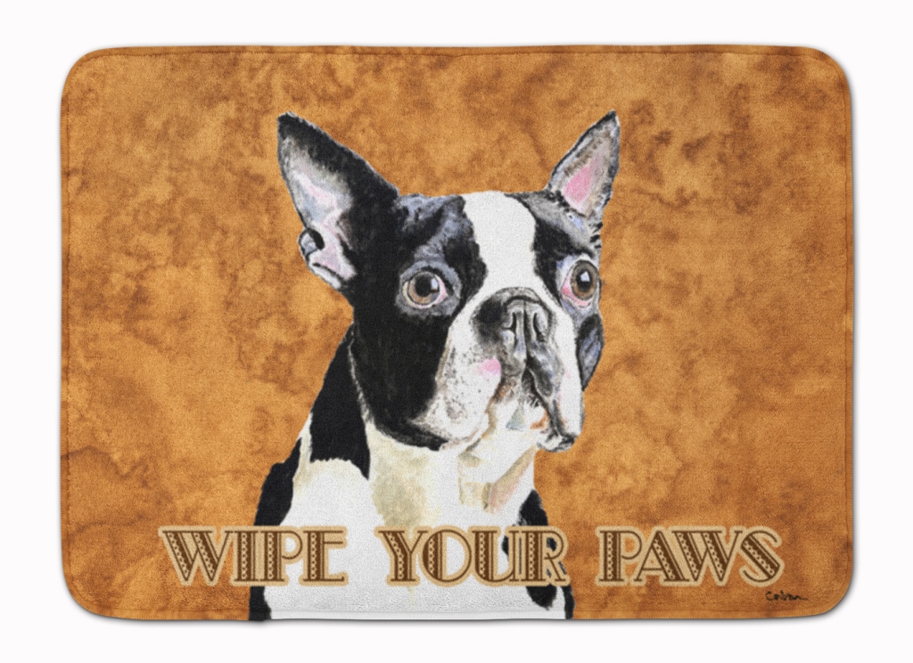 SC9140RUG Boston Terrier Wipe Your Paws Machine Washable Memory Foam Mat