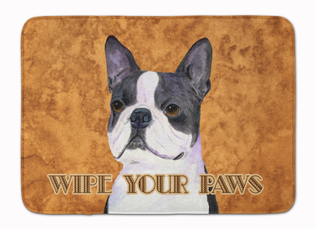 SS4884RUG Boston Terrier Wipe Your Paws Machine Washable Memory Foam Mat