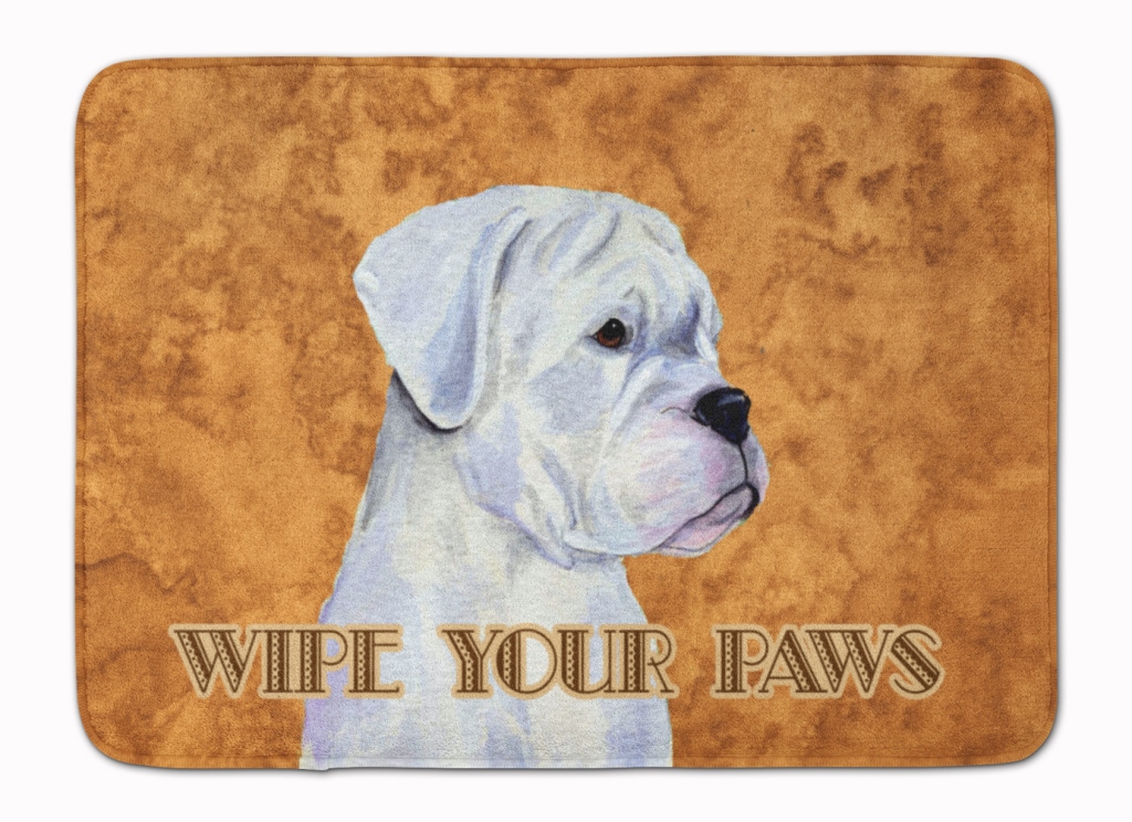 SS4887RUG White Boxer Wipe Your Paws Machine Washable Memory Foam Mat