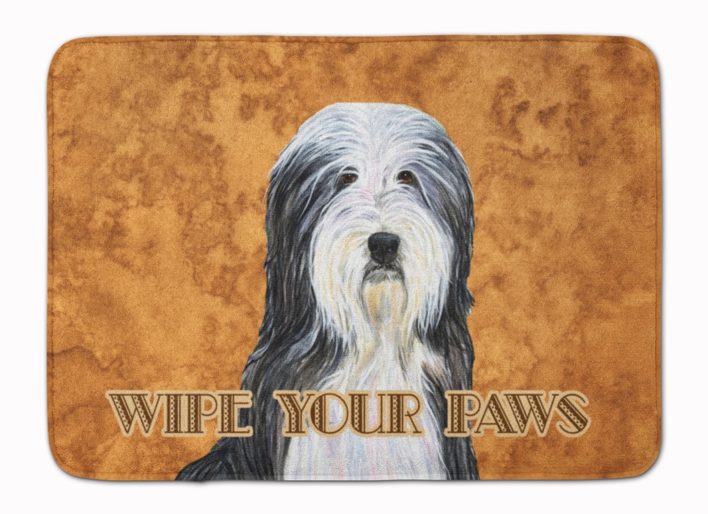 SS4889RUG Bearded Collie Wipe Your Paws Machine Washable Memory Foam Mat