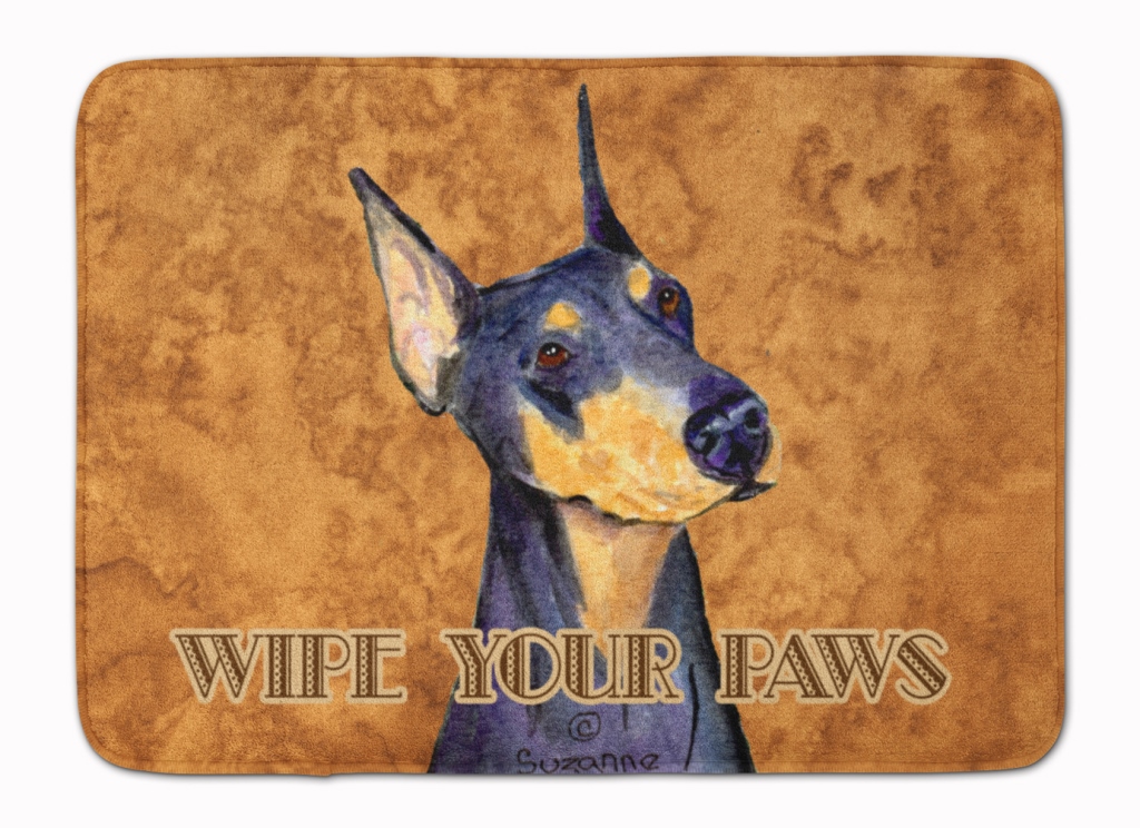 Black & Tan Doberman Wipe Your Paws Machine Washable Memory Foam Mat