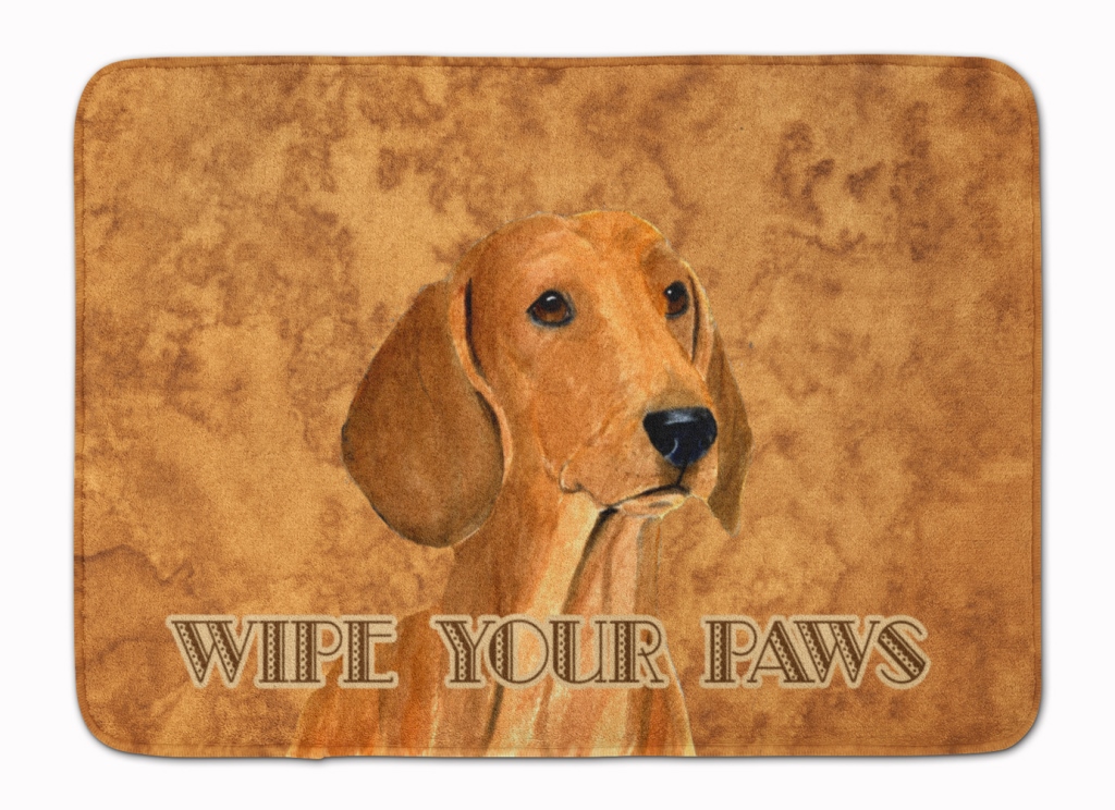SS4895RUG Red Dachshund Wipe Your Paws Machine Washable Memory Foam Mat