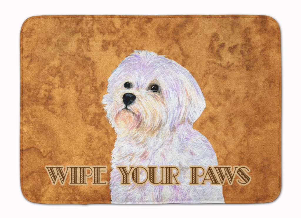 SS4898RUG Puppy Cut Maltese Wipe Your Paws Machine Washable Memory Foam Mat