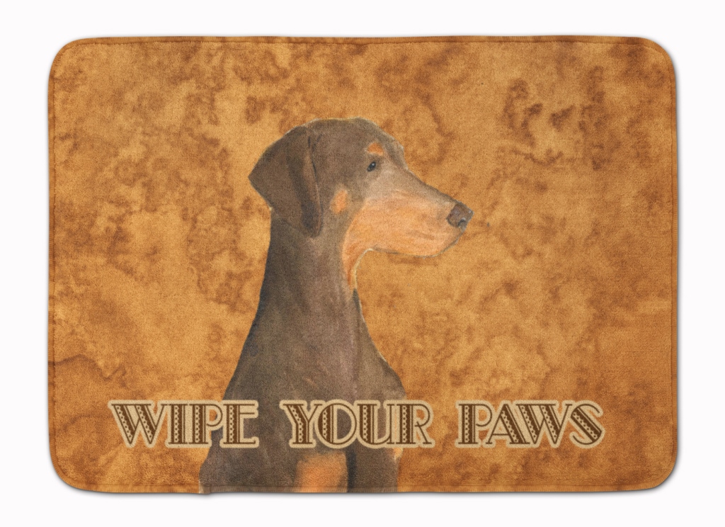 SS4899RUG Chocolate Natural Ear Doberman Machine Washable Memory Foam Mat