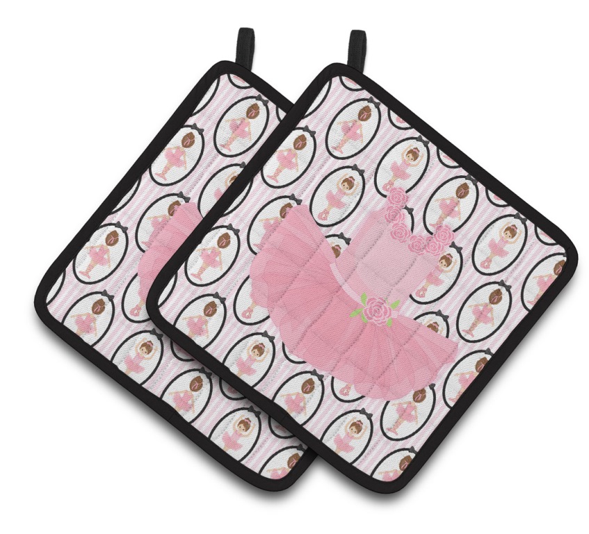 Ballerina Pink Tutu Pair of Pot Holders - Pink - 7.5in. H x 3in. W x 7.5in. L