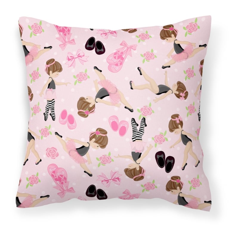Ballerinas & Roses Fabric Decorative Pillow - 14 x 3 x 14 in.