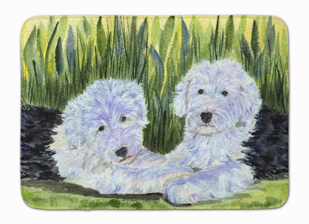 SS8282RUG Old English Sheepdog Machine Washable Memory Foam Mat