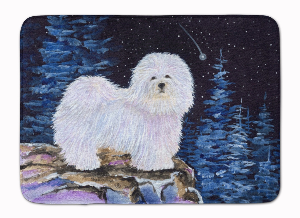 SS8437RUG Starry Night Coton de Tulear Machine Washable Memory Foam Mat