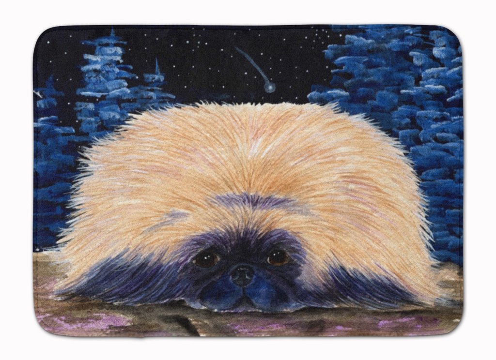 SS8439RUG Starry Night Pekingese Machine Washable Memory Foam Mat