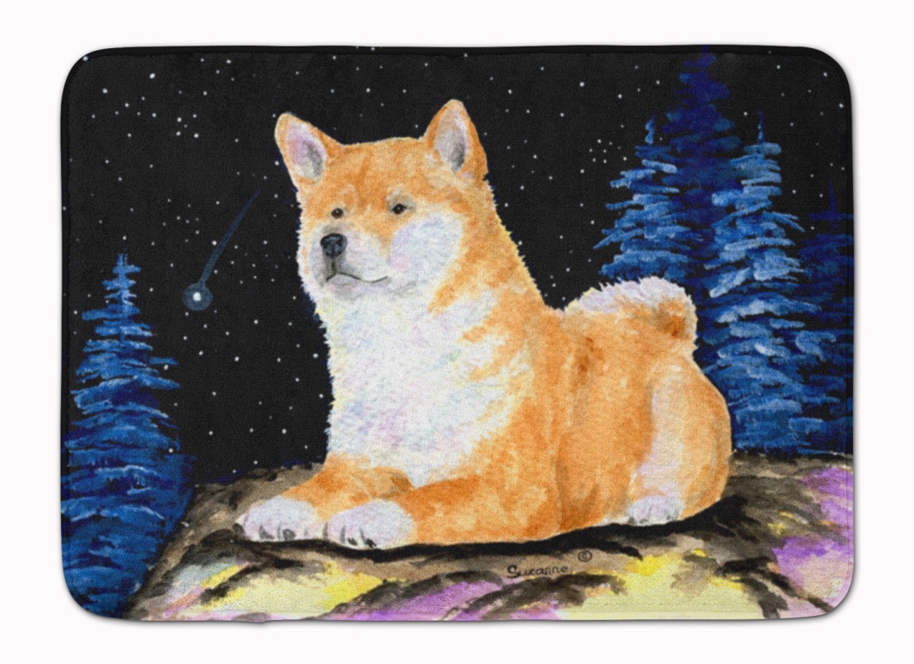 SS8445RUG Starry Night Shiba Inu Machine Washable Memory Foam Mat