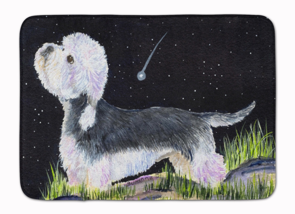 SS8486RUG Starry Night Dandie Dinmont Terrier Machine Washable Memory Foam Mat