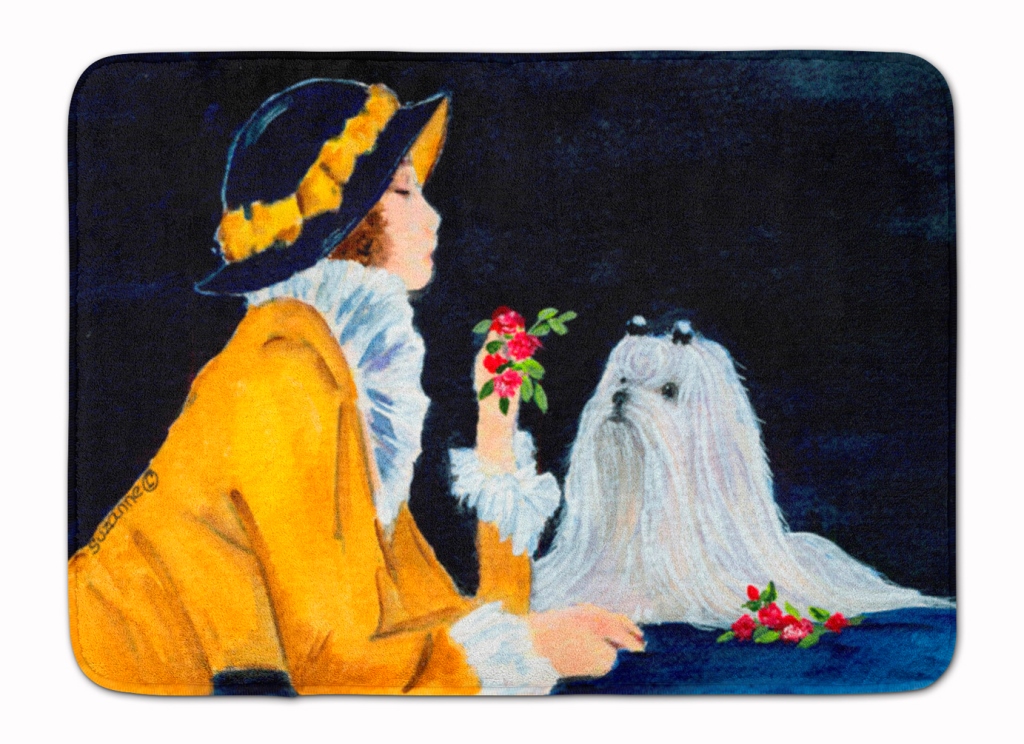 SS8537RUG Lady with her Maltese Machine Washable Memory Foam Mat