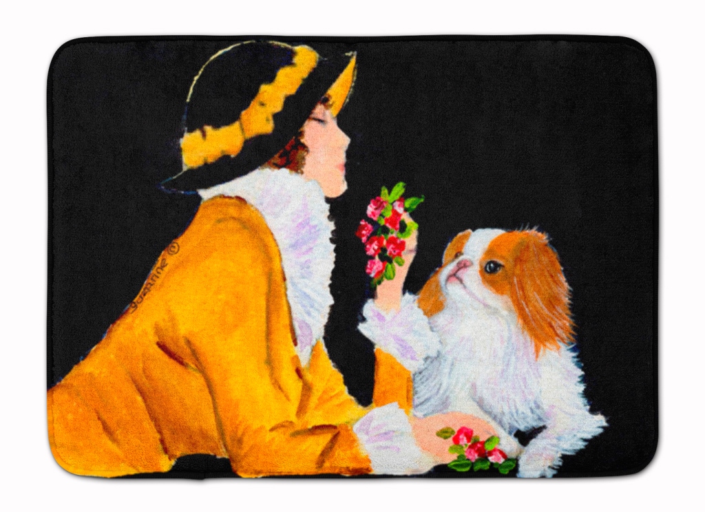 Lady with her Japanese Chin Machine Washable Memory Foam Mat