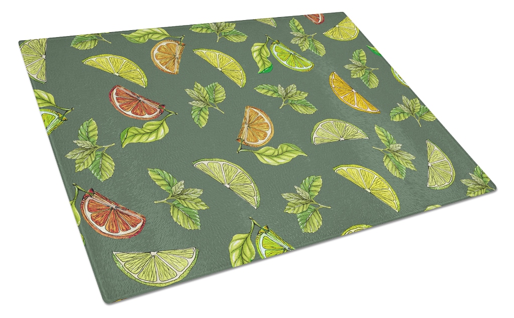 BB5207LCB Lemons Limes & Orange Glass Cutting Board, Large