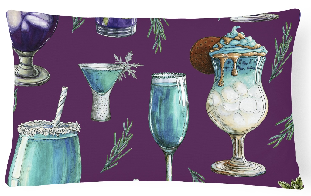 Drinks & Cocktails Purple Canvas Fabric Decorative Pillow