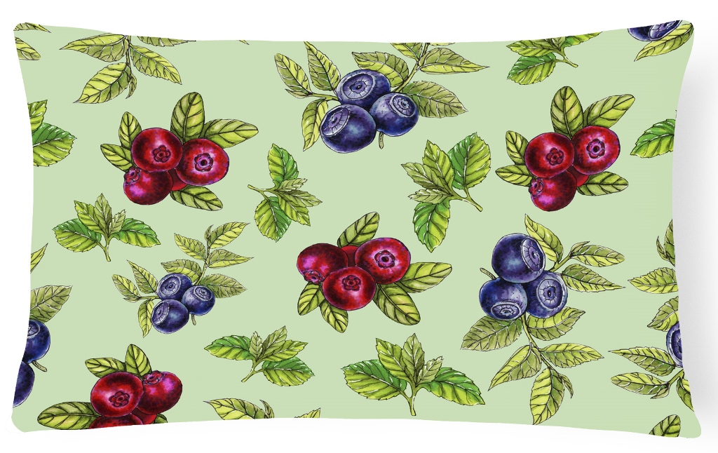 BB5208PW1216 Berries in Green Canvas Fabric Decorative Pillow