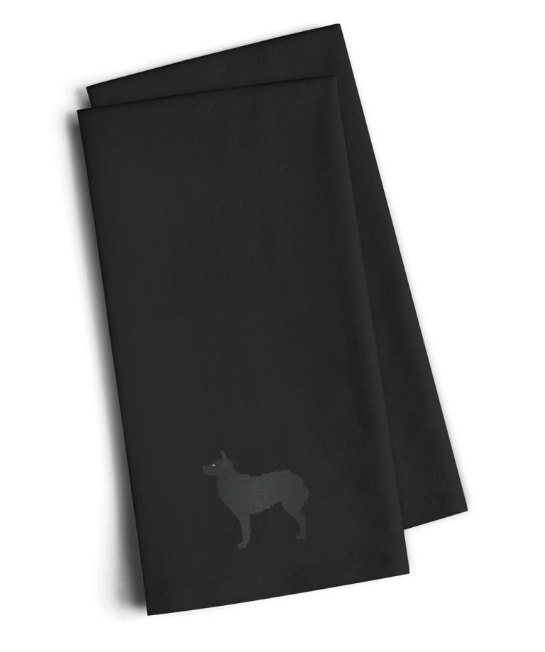 Picture of Carolines Treasures BB3421BKTWE Croatian Sheepdog Black Embroidered Kitchen Towel, Set of 2