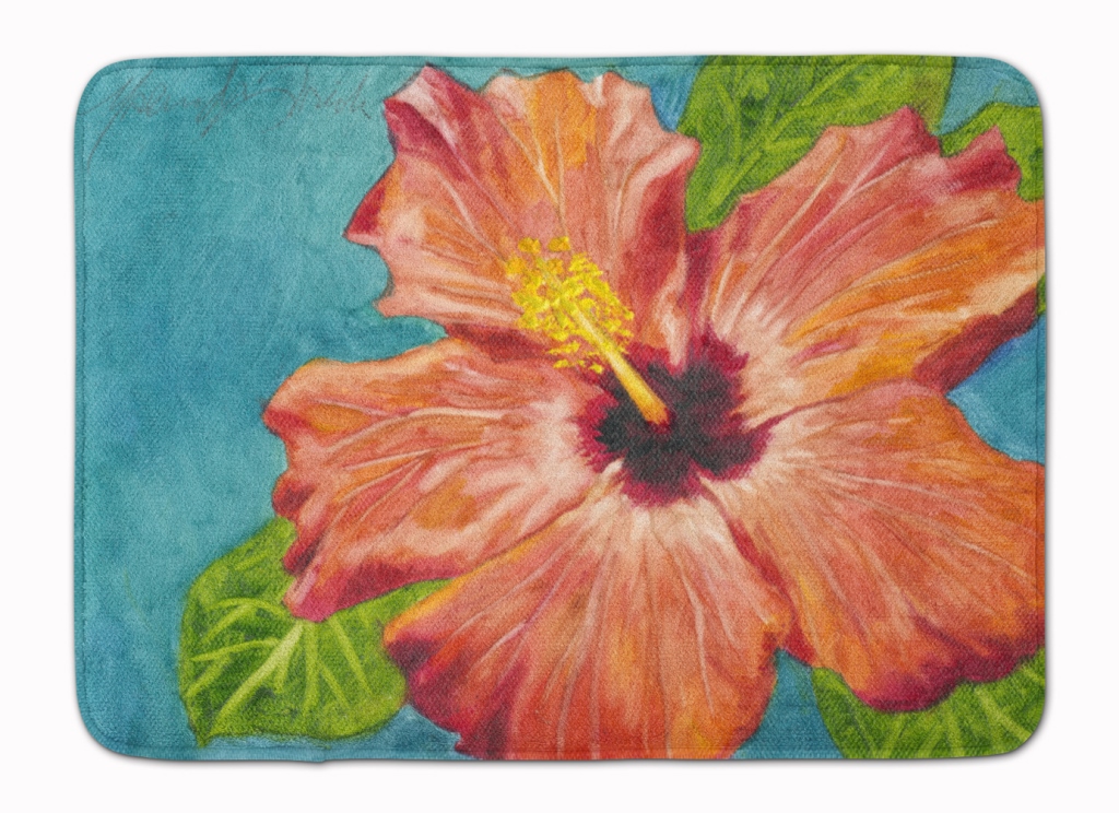 Coral Hibiscus by Malenda Trick Machine Washable Memory Foam Mat