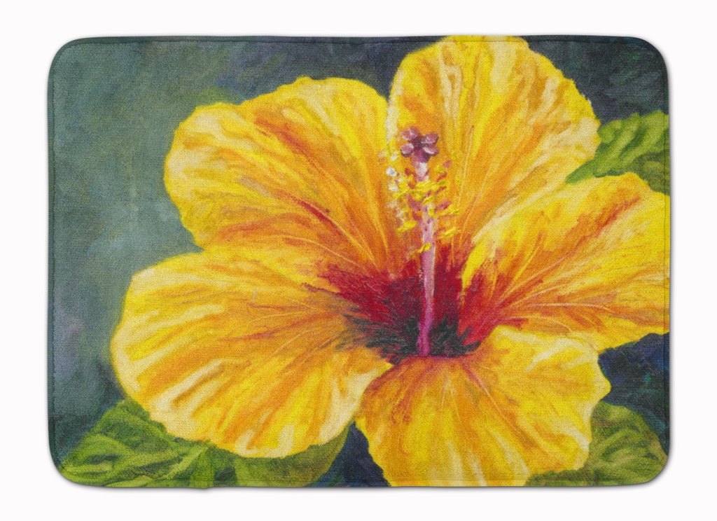 Yellow Hibiscus by Malenda Trick Machine Washable Memory Foam Mat