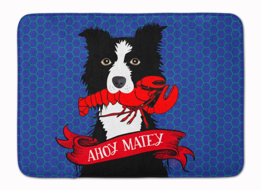 Ahoy Matey Nautical Border Collie Machine Washable Memory Foam Mat