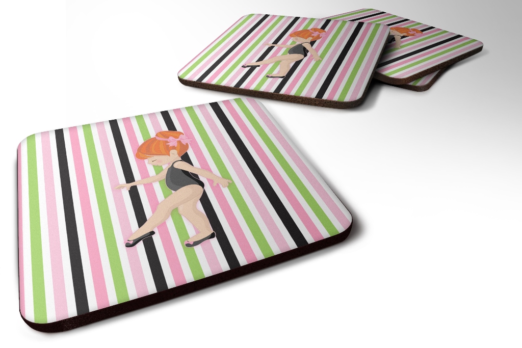 BB5161FC Ballerina Red Head Point Foam Coaster, Set of 4