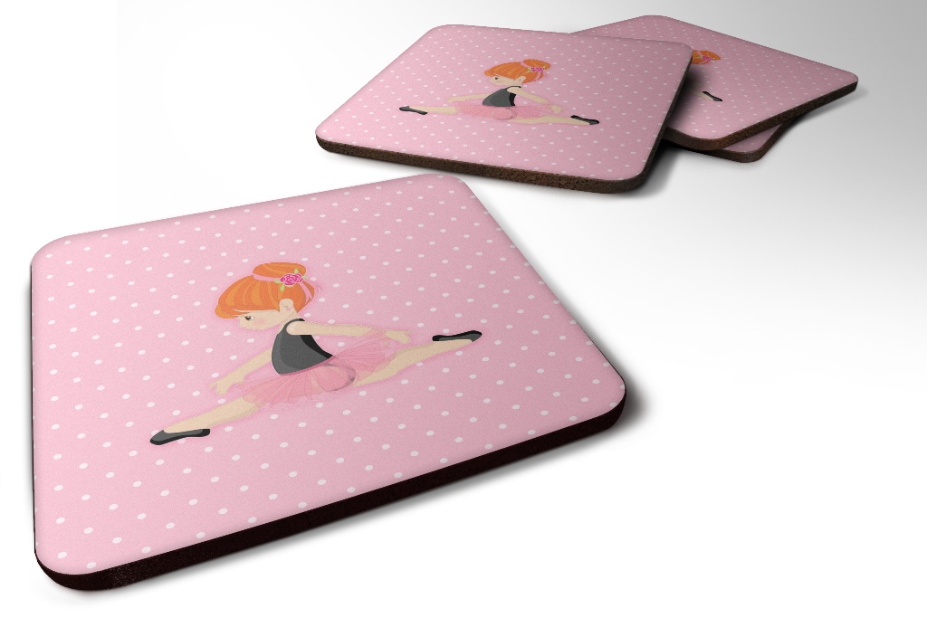 BB5165FC Ballerina Red Head Jete Foam Coaster, Set of 4