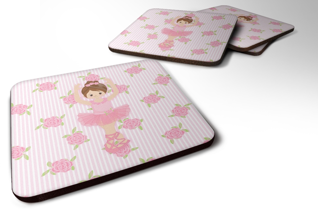 Ballerina Brunette Front Pose Foam Coaster