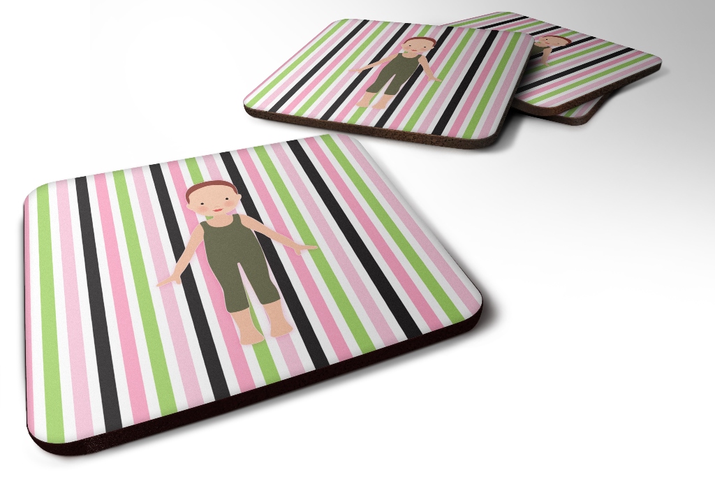 BB5183FC Dancer Bikatard Flexed Hands Foam Coaster, Set of 4