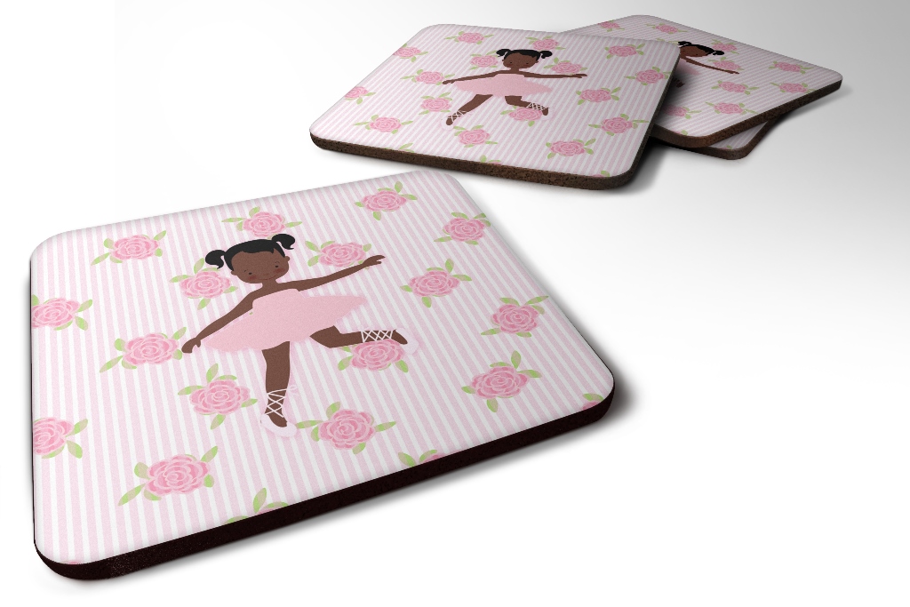 Ballerina African American Ponytails Foam Coaster