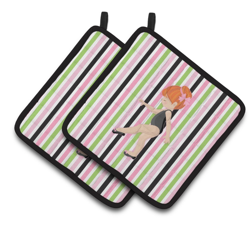 Picture of Carolines Treasures BB5161PTHD Ballerina Red Head Point Pair of Pot Holders