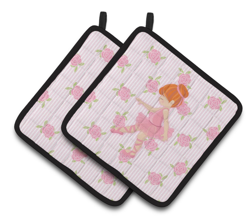 Picture of Carolines Treasures BB5170PTHD Ballerina Red Head Point Pair of Pot Holders
