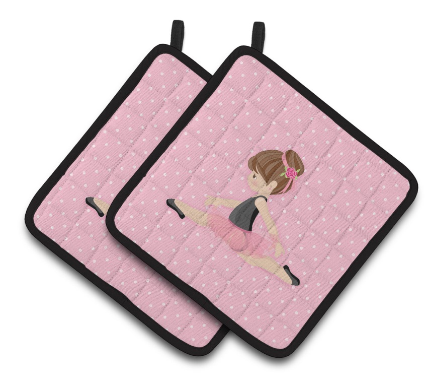 Picture of Carolines Treasures BB5174PTHD Ballerina Brunette Jete Pair of Pot Holders