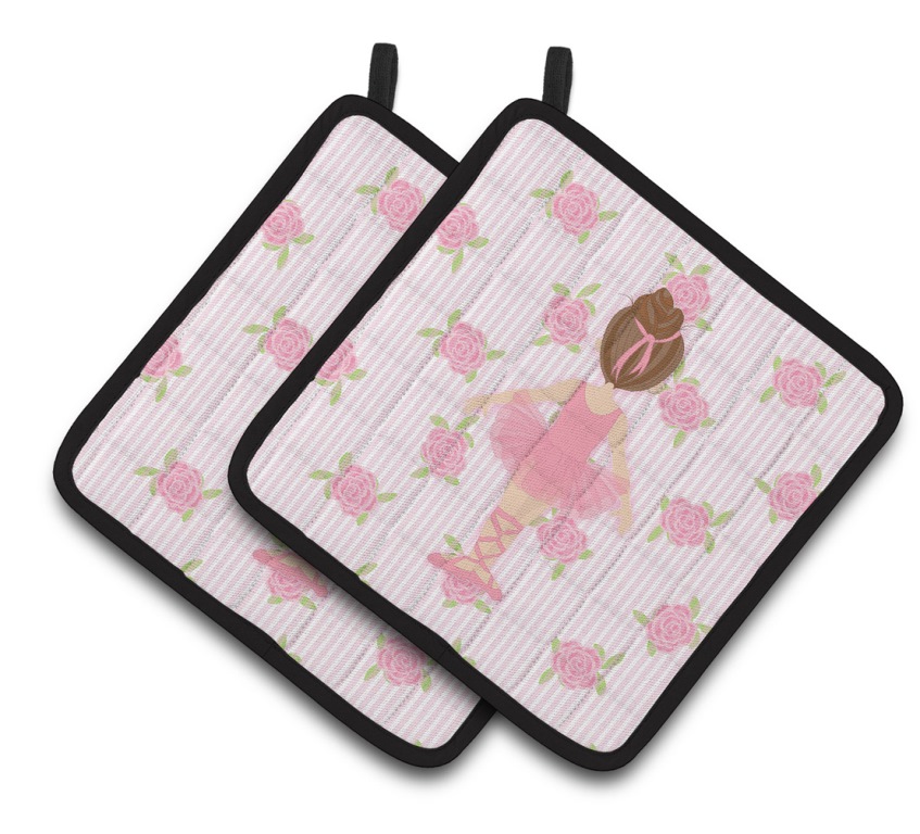 Picture of Carolines Treasures BB5176PTHD Ballerina Brunette Back Pose Pair of Pot Holders